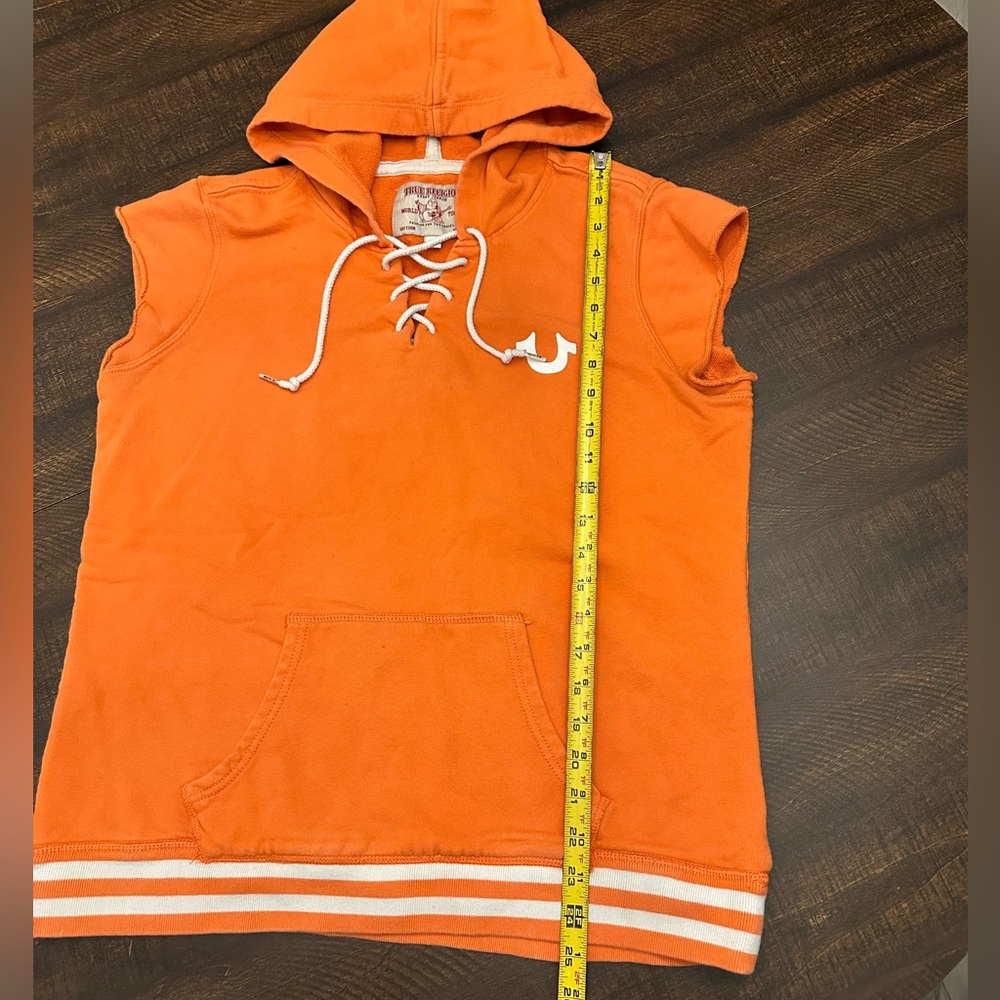 TRUE RELIGION MEN'S LACE UP SLEEVELESS HOODIE 100% COTTON #29100-00 SIZE XL - Picture 7 of 11